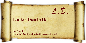 Lacko Dominik névjegykártya